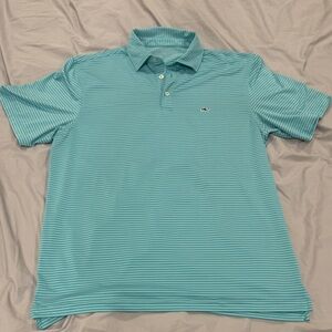 Vineyard Vines Teal Striped Polo Shirt